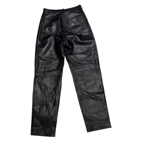 Vintage 90s GENUINE LEATHER DiCapra Designer Biker Glam Pants Womens XS - Picture 2 of 5